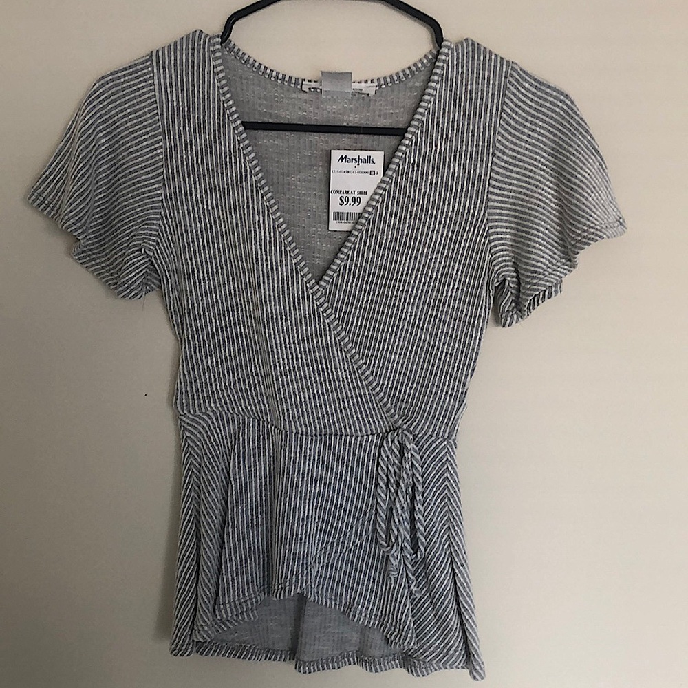 Stripped white&grey Top